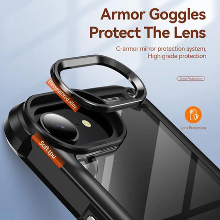 iPhone Case for Everyday Protection and Travel with dual-layer TPU and PC, raised armor goggles lens protector for commuting and travel