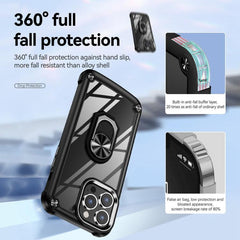 TPU & PC Lens Guard Phone Case with Built-in Ring Holder