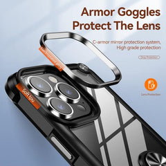 TPU & PC Lens Guard Phone Case with Built-in Ring Holder