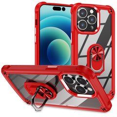 TPU & PC Lens Guard Phone Case with Built-in Ring Holder