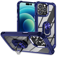 Funda protectora de lentes de TPU + PC para teléfono con soporte para anillo