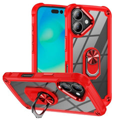 Funda protectora de lentes de TPU + PC para teléfono con soporte para anillo