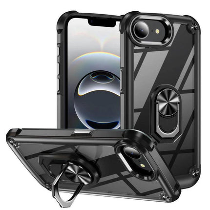 Essential Phone Case With Ring Holder For Daily Use - slim protective black case with built-in ring kickstand for secure one-handed grip and hands-free viewing