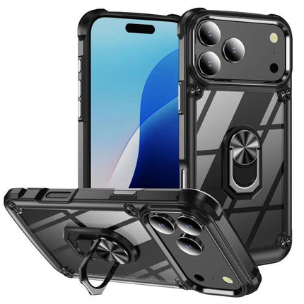 Essential Phone Case With Ring Holder For Daily Use - slim protective black case with built-in ring stand for secure one-handed grip and hands-free viewing