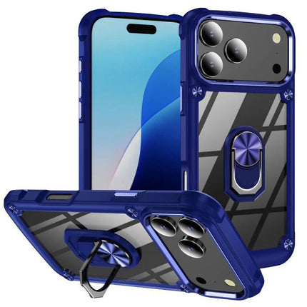 Essential Phone Case With Ring Holder For Daily Use - blue protective slim case with built-in ring grip and kickstand