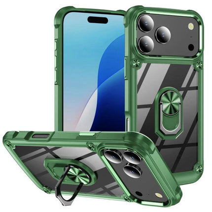 Essential Phone Case With Ring Holder For Daily Use - green protective case with built-in ring stand and camera protection