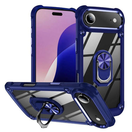 Essential Phone Case With Ring Holder For Daily Use - blue protective slim case with built-in ring stand for secure one-handed grip
