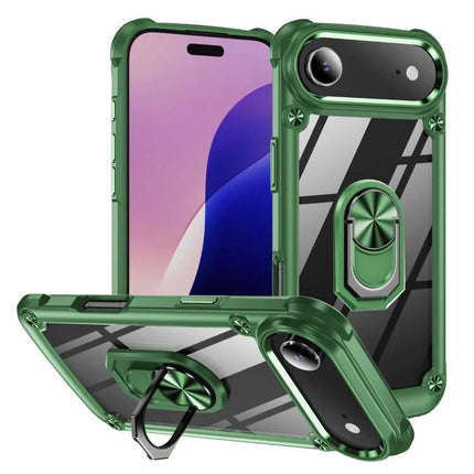 Essential Phone Case With Ring Holder For Daily Use - green protective case with built-in ring stand for secure one-handed grip and hands-free viewing