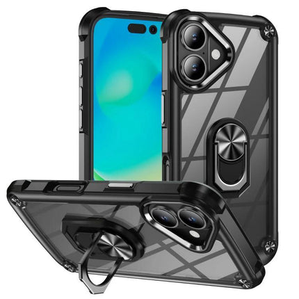 Essential Phone Case With Ring Holder For Daily Use - clear protective case with built-in metal ring stand and secure one-handed grip