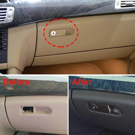 Glove Box Handle Switch For Mercedes-Benz CLS-Class installed on tan glove box showing before and after replacement