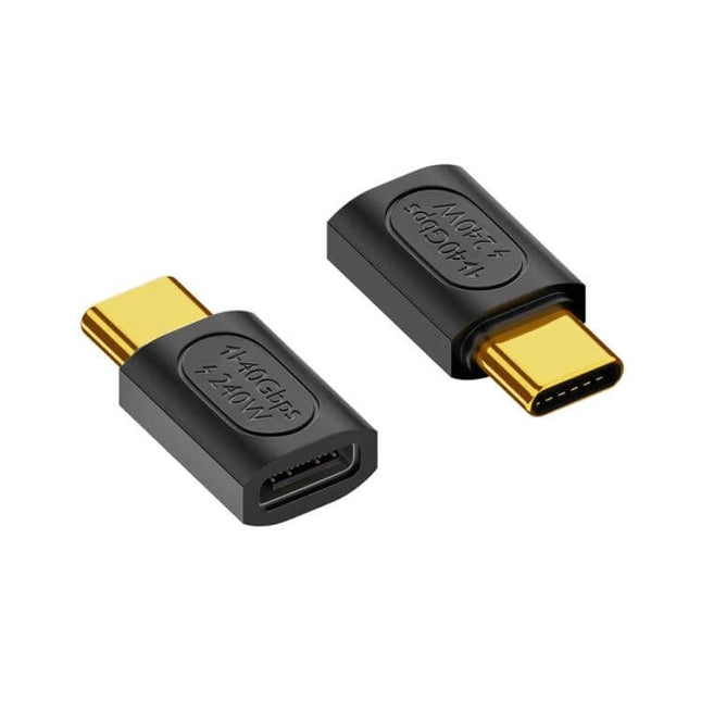 USB-C Straight Adapter for Device Charging and Data Transfer - compact black and gold Type-C connector for fast charging and high-speed data transfer