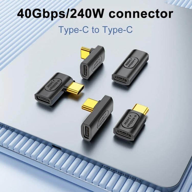 USB-C Straight Adapter for Device Charging and Data Transfer - compact Type-C to Type-C 40Gbps 240W angled adapter for fast charging and high-speed data transfer