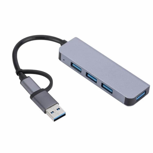 Portable 4-Port USB Hub for Multi-Device Connectivity and Charging compact aluminum hub with 4 USB ports for charging and data transfer