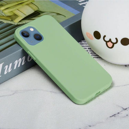 iPhone Silicone Case Slim for Everyday Use in pastel green showing hybrid silicone shell with PC frame and soft interior for slim protection