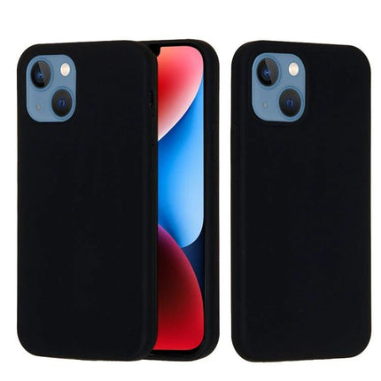 iPhone Silicone Case Slim for Everyday Use black hybrid silicone shell with PC frame showing front and back views