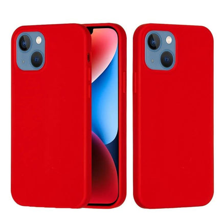 iPhone Silicone Case Slim for Everyday Use - red hybrid silicone shell with PC frame, slim protective case showing front and back views