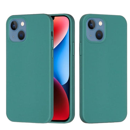 iPhone Silicone Case Slim for Everyday Use in teal, hybrid silicone shell with PC frame showing front and back protection