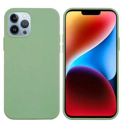 Silicone Phone Case For Daily Use, Slim Protective Cover For Everyday Phone Handling On The Go in sage green on iPhone front and back