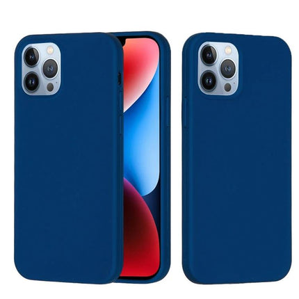 Silicone Phone Case for Everyday Mobile Device Protection - navy blue soft-touch silicone case with precise cutouts and flannel interior for impact cushioning
