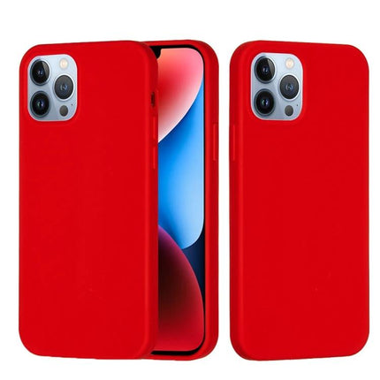 Red silicone phone case shown front and back highlighting soft flannel interior and precise cutouts - Silicone Phone Case for Everyday Mobile Device Protection
