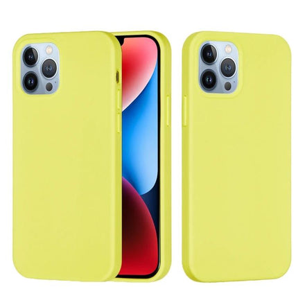Silicone Phone Case for Everyday Mobile Device Protection - lemon yellow silicone shell with soft flannel interior, precise cutouts, slim protective design