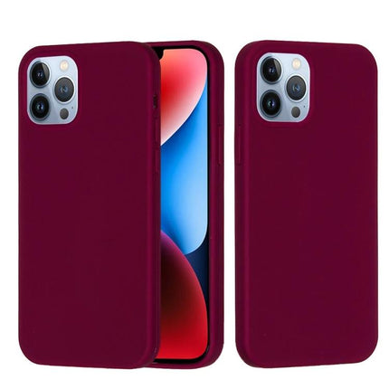 Silicone Phone Case for Everyday Mobile Device Protection - burgundy silicone case with soft flannel interior and precise cutouts for cameras and ports