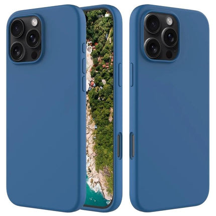 Silicone Phone Case for Everyday Protection in matte blue showing front and back with soft interior and camera cutout