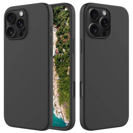 Silicone Phone Case for Everyday Protection - matte black silicone phone case with soft flannel interior showing front and back views