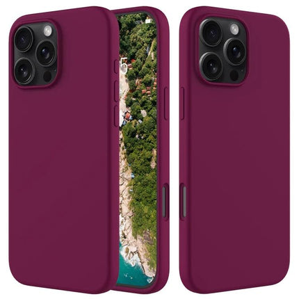 IPhone Silicone Case For Everyday Protection in deep burgundy silicone with soft flannel lining and slim two-material PC-silicone design