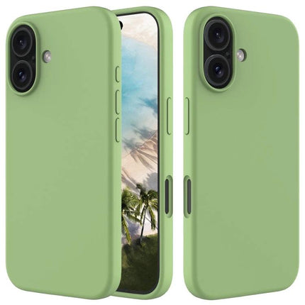 IPhone Silicone Case For Everyday Protection in matte green, slim PC and silicone shell with soft flannel lining, precise camera and button cutouts