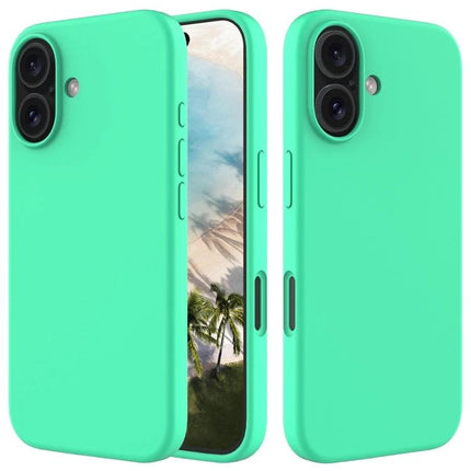 IPhone Silicone Case For Everyday Protection in mint green, slim two-material PC and silicone design with soft flannel lining, camera and port access