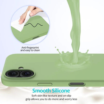 Silicone Phone Case for Everyday Mobile Device Protection - smooth green silicone shell, anti-fingerprint, easy-to-clean, precise cutouts, soft flannel interior