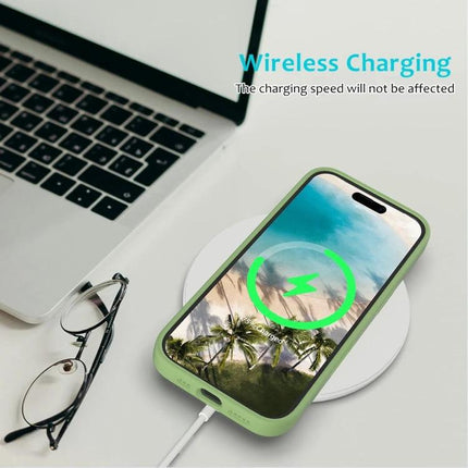 Silicone Phone Case for Everyday Mobile Device Protection shown on wireless charger with laptop and glasses nearby