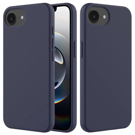 Essential Silicone Case for Everyday iPhone Protection - navy blue slim silicone case showing front and back views, precise camera and port access
