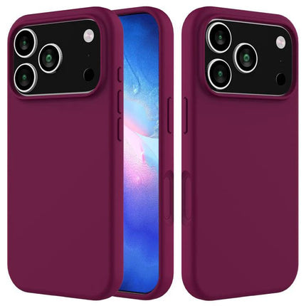 Essential Silicone Case for Everyday iPhone Protection - maroon slim silicone protective case showing front and back with camera cutout