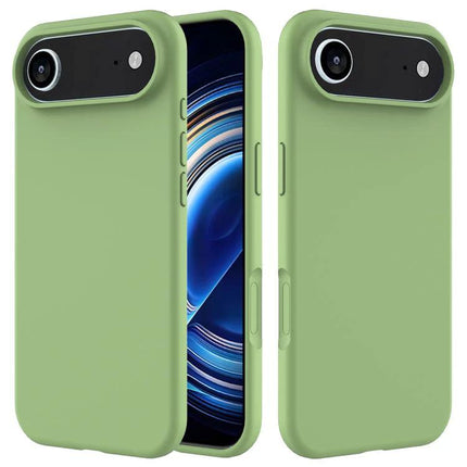 Silicone Phone Case for Everyday Protection in soft green with PC shell, silicone edges, and flannel interior for daily scratch and dirt protection