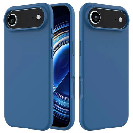 Silicone Phone Case for Everyday Protection in matte blue with soft flannel interior, durable PC and silicone shell for daily scratch and dirt protection