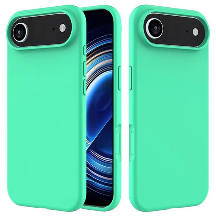 Silicone Phone Case for Everyday Protection mint green silicone case with soft flannel interior shown front and back