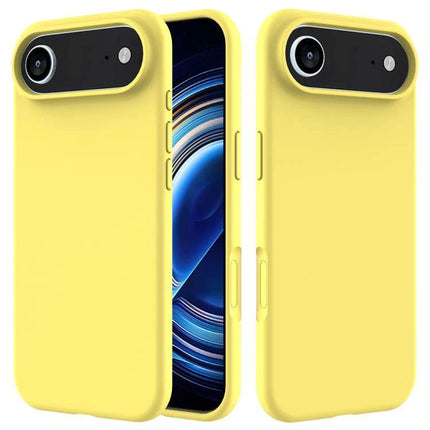 Silicone Phone Case for Everyday Protection in soft yellow with PC shell and flannel interior, slim fit protecting camera and ports