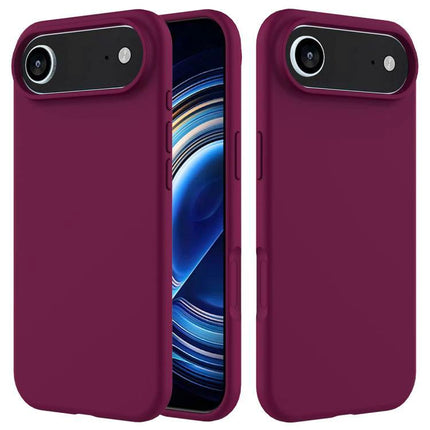 Silicone Phone Case for Everyday Protection in burgundy with soft flannel interior, durable PC+silicone shell for daily scratch and dirt protection