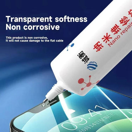 Nano Repair Glue: Versatile Adhesive for Home and Electronics Use - tube applying transparent non corrosive adhesive to smartphone screen