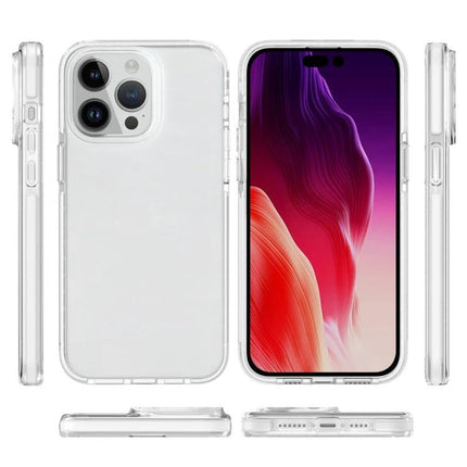 Clear Phone Case for Everyday Protection — clear TPU iPhone 15 case with anti-yellow soft-touch grip, raised edges for scratch and drop protection