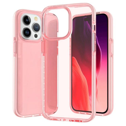 Clear Phone Case for Everyday Protection - pink clear TPU iPhone 15 case with soft-touch, anti-yellowing, raised edges for scratch and drop protection
