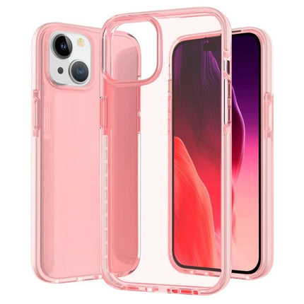 Clear Phone Case for Everyday Protection - clear pink TPU iPhone 15 case, anti-yellowing, soft-touch grip, raised edges, slim drop and scratch protection
