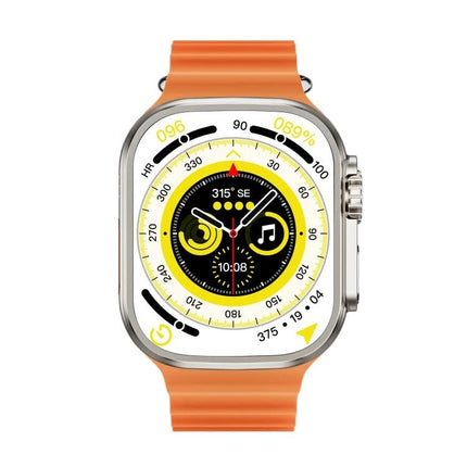 A Versatile Smart Watch for Daily Health and Activity Tracking - orange strap smartwatch showing activity rings and heart rate display