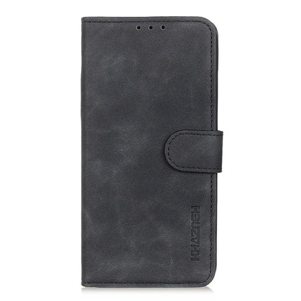 KHAZNEH Leather Phone Case Everyday Protection slim black PU leather wallet case with card slots and snap closure