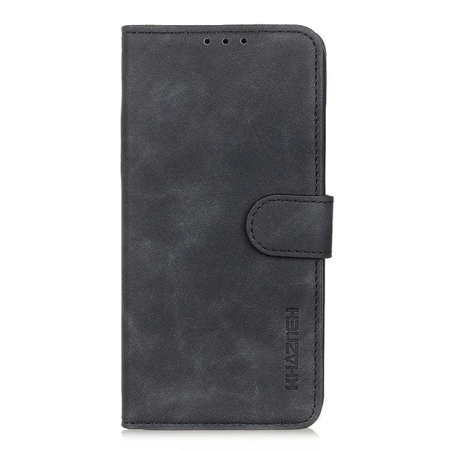 KHAZNEH Leather Phone Case Everyday Protection slim black PU leather wallet case with card slots and snap closure