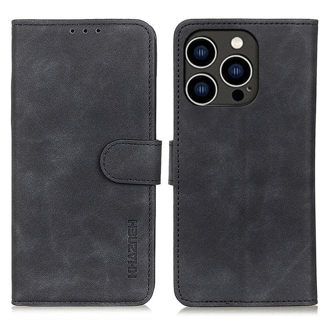 Khazneh Leather Phone Case For Everyday Use With Easy Access On The Go For Daily Commutes - dark gray PU leather wallet case with kickstand and card slot