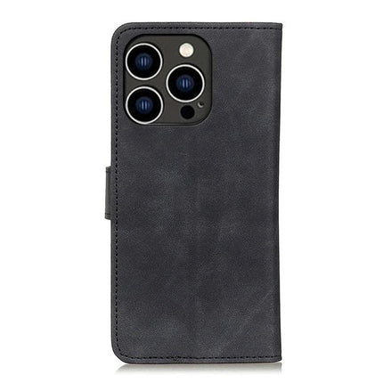 Khazneh Leather Phone Case For Everyday Use With Easy Access On The Go For Daily Commutes black PU leather wallet case with card slot and kickstand