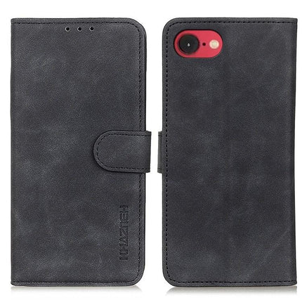 Khazneh Retro Leather Phone Case For Everyday Protection And Easy On The Go Use During Daily Commutes - black PU leather wallet case with card slots and kickstand